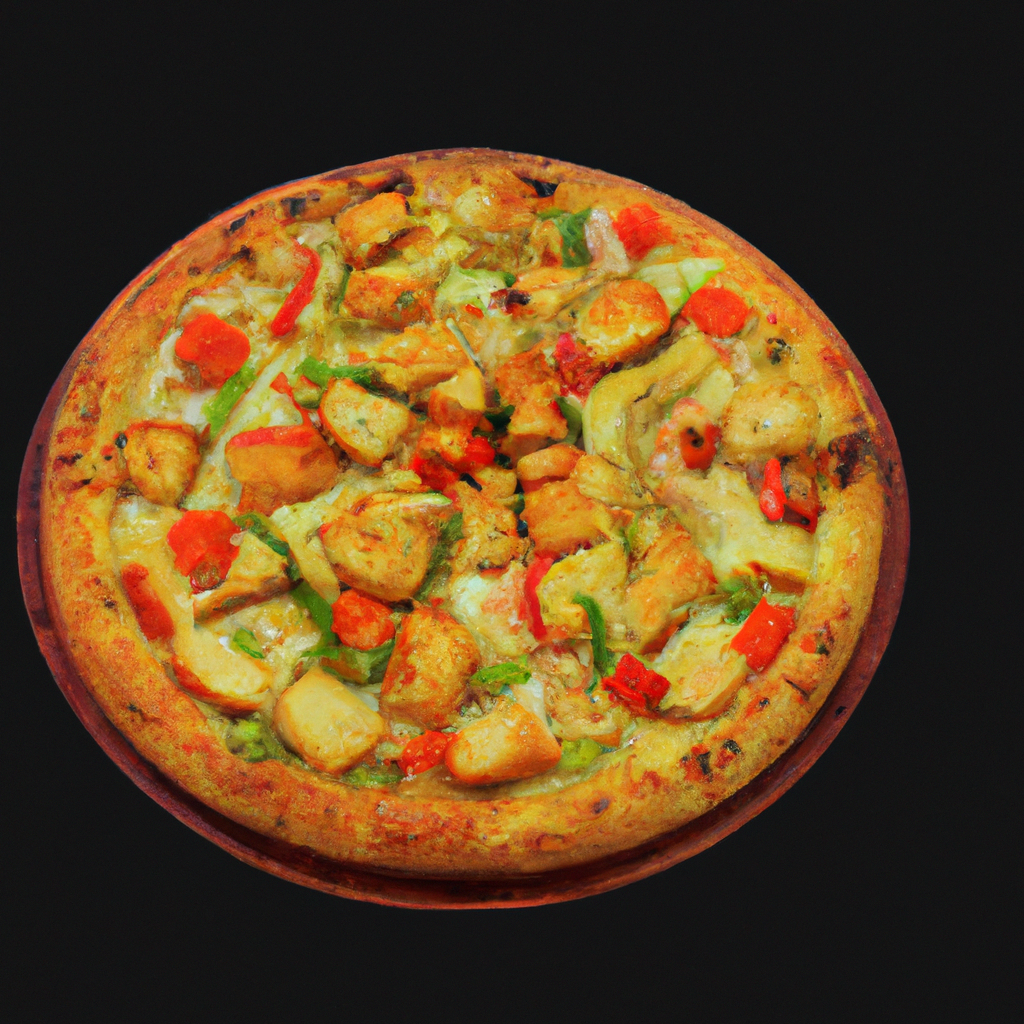 Fresh artisan pizza with Indian toppings, flame-baked crust, coriander and paneer
