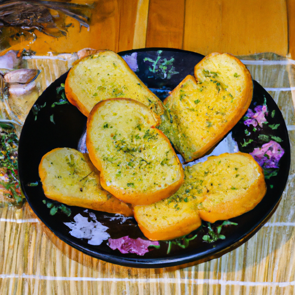 Crispy garlic bread with herbs and butter